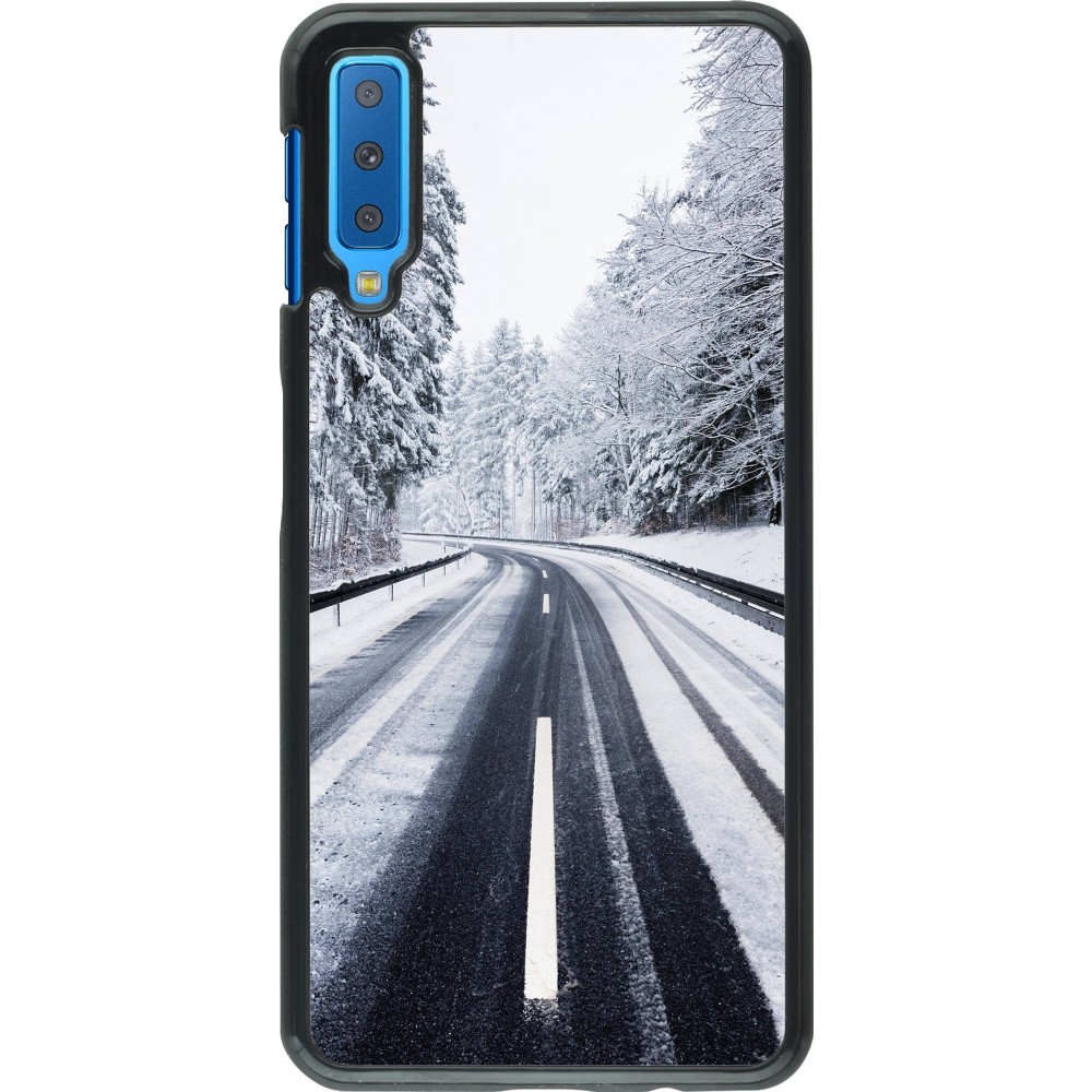 Samsung Galaxy A7 Case Hülle - Winter 22 Snowy Road