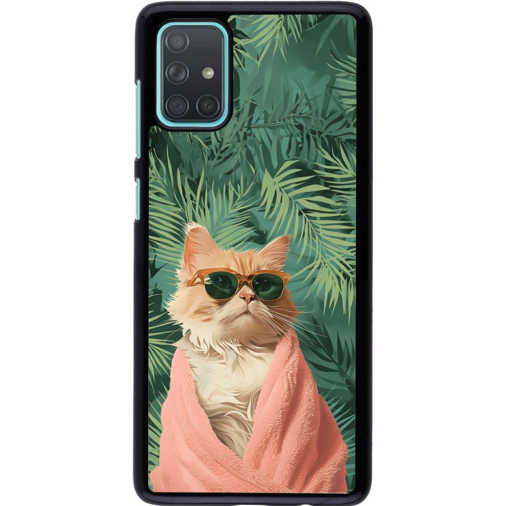 Samsung Galaxy A71 Case Hülle - Cat Summer Palms