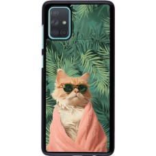 Samsung Galaxy A71 Case Hülle - Cat Summer Palms