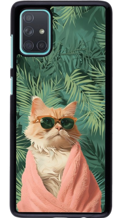 Samsung Galaxy A71 Case Hülle - Cat Summer Palms