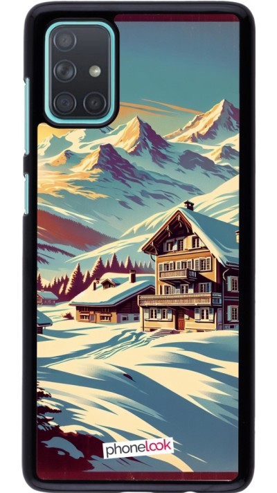 Samsung Galaxy A71 Case Hülle - Chalet Berg verschneit