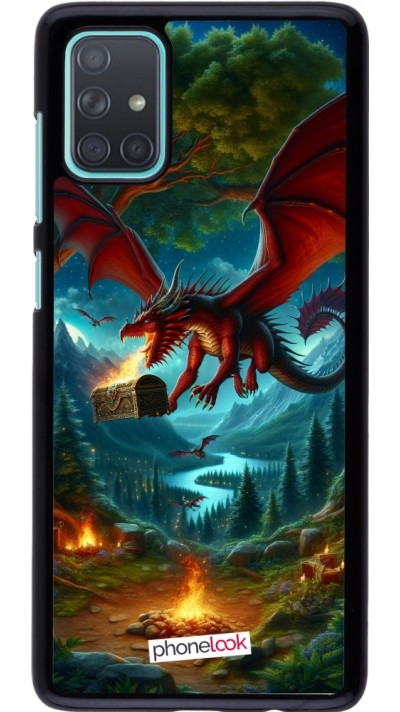 Samsung Galaxy A71 Case Hülle - Drache Fliegend Wald Schatz