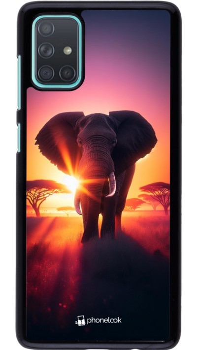 Samsung Galaxy A71 Case Hülle - Elefant Sonnenaufgang Schönheit