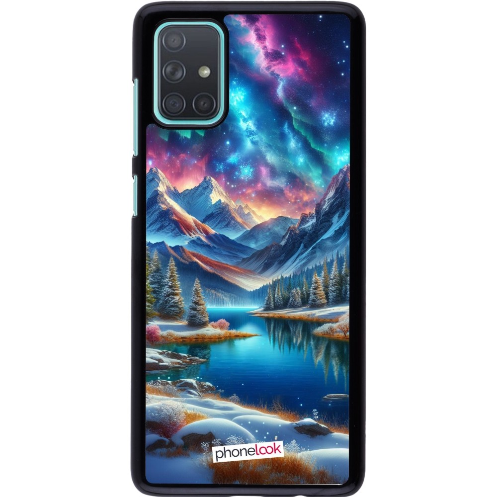 Samsung Galaxy A71 Case Hülle - Fantasiebergsee Himmel Sterne