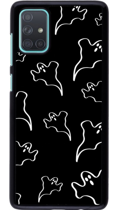 Samsung Galaxy A71 Case Hülle - Halloween 2024 black and white ghosts