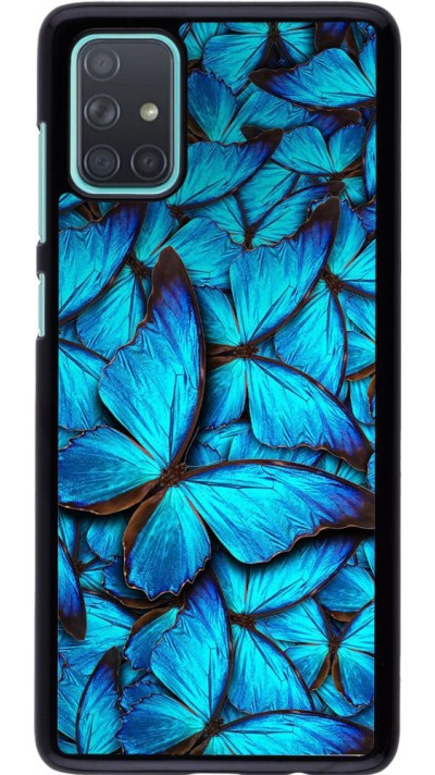 Hülle Samsung Galaxy A71 - Papillon - Bleu