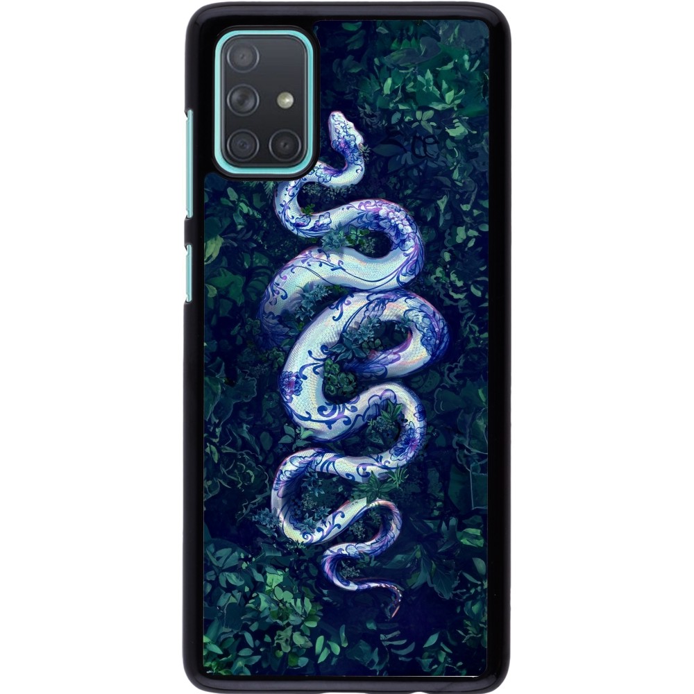 Samsung Galaxy A71 Case Hülle - Snake Blue Anaconda