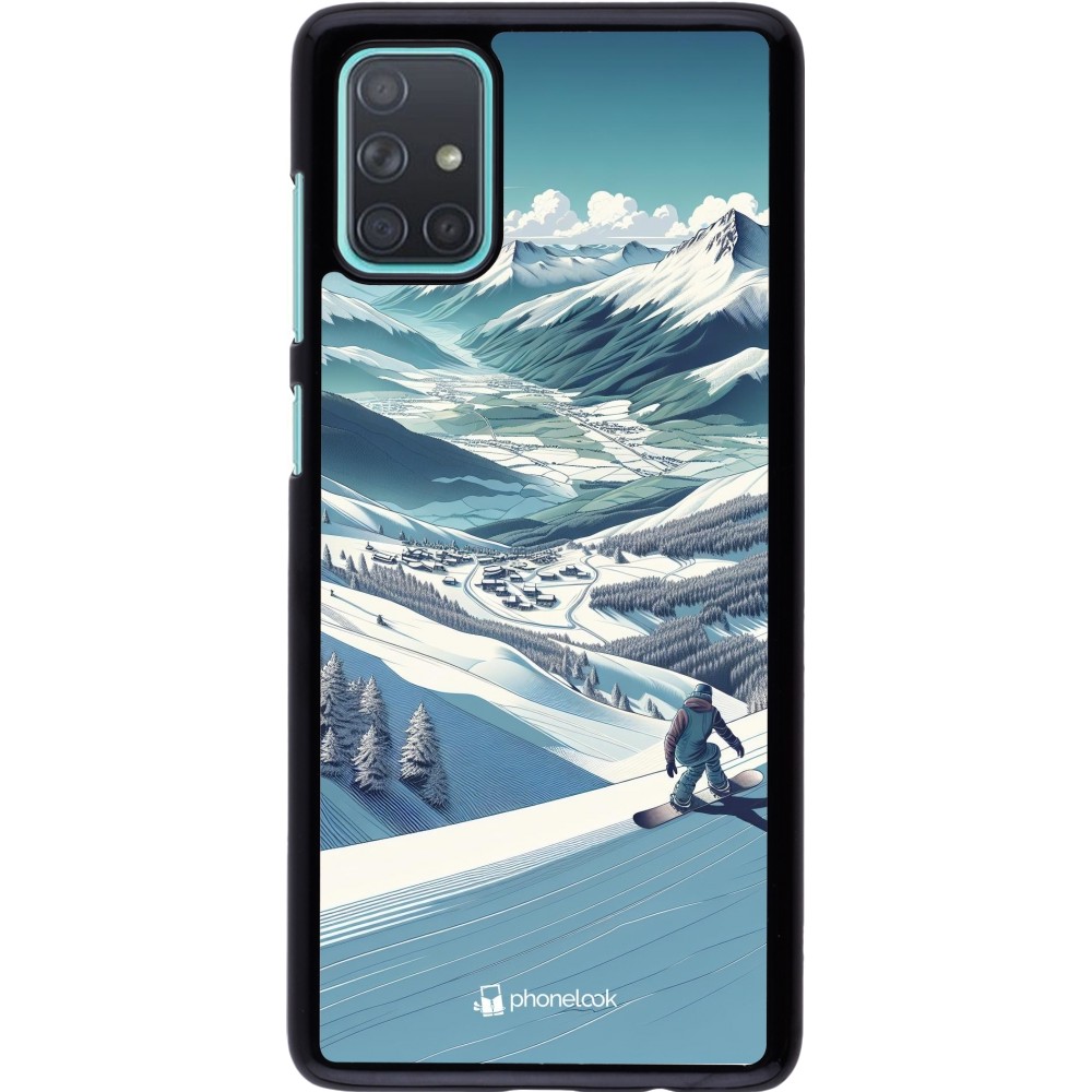 Samsung Galaxy A71 Case Hülle - Snowboarder Berg