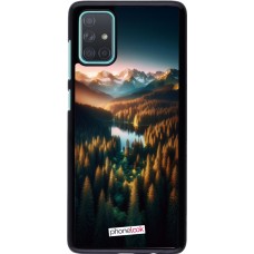 Samsung Galaxy A71 Case Hülle - Sonnenuntergang Waldsee