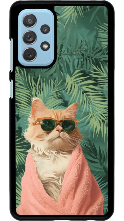 Samsung Galaxy A72 Case Hülle - Cat Summer Palms