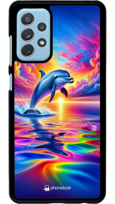 Samsung Galaxy A72 Case Hülle - Glücklicher Regenbogen-Delfin