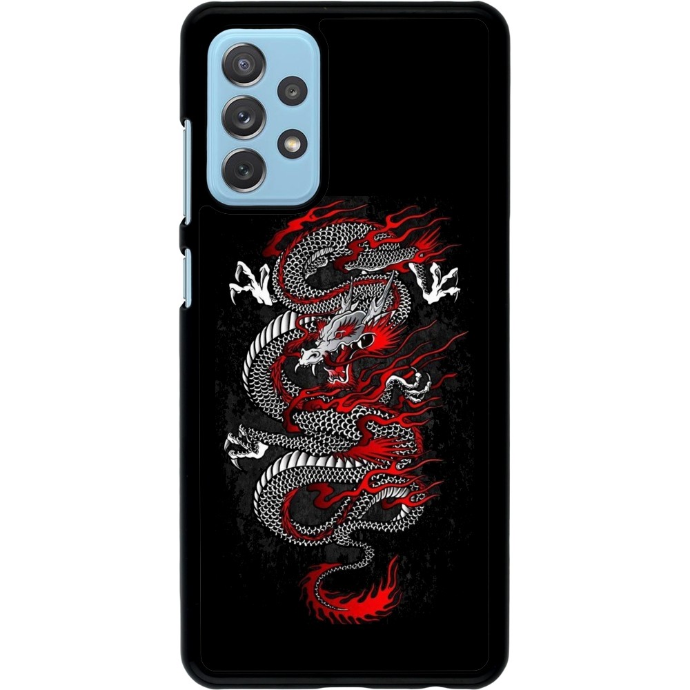 Samsung Galaxy A72 Case Hülle - Japanese style Dragon Tattoo Red Black