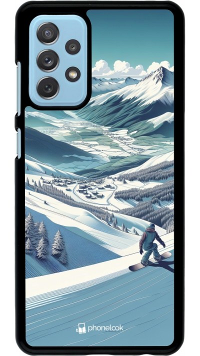 Samsung Galaxy A72 Case Hülle - Snowboarder Berg