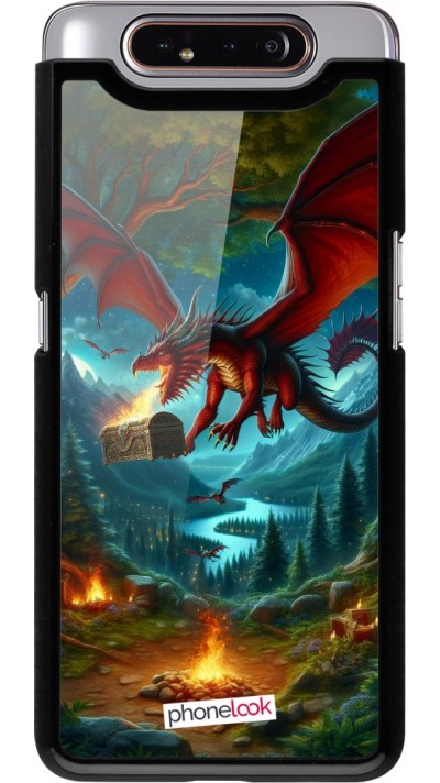 Samsung Galaxy A80 Case Hülle - Drache Fliegend Wald Schatz