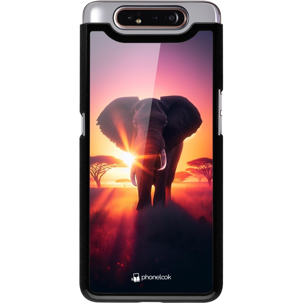 Samsung Galaxy A80 Case Hülle - Elefant Sonnenaufgang Schönheit