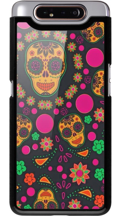 Samsung Galaxy A80 Case Hülle - Halloween 22 colorful mexican skulls