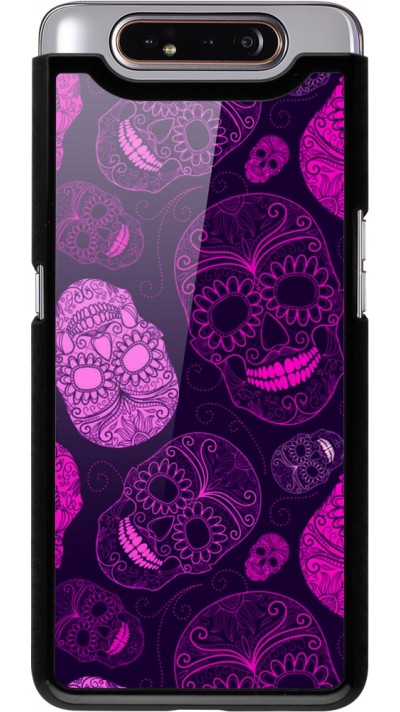 Samsung Galaxy A80 Case Hülle - Halloween 2023 pink skulls