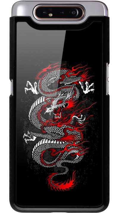 Samsung Galaxy A80 Case Hülle - Japanese style Dragon Tattoo Red Black