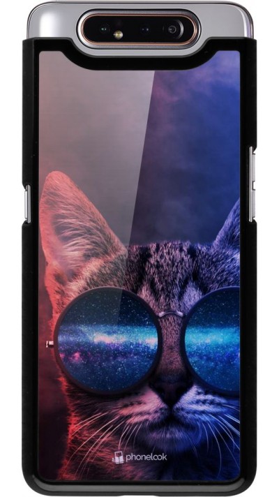 Hülle Samsung Galaxy A80 - Red Blue Cat Glasses