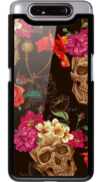 Hülle Samsung Galaxy A80 - Skulls and flowers