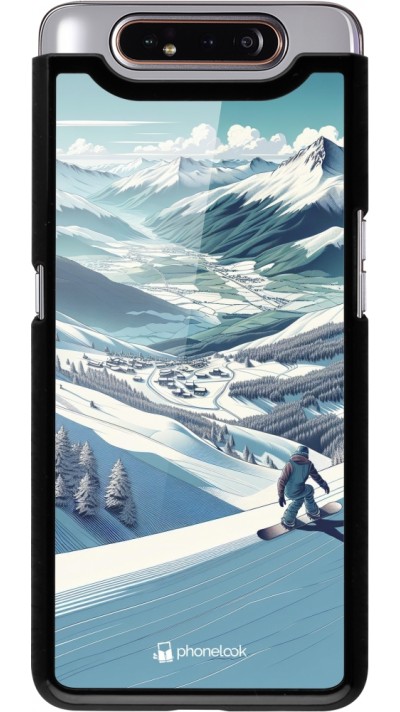 Samsung Galaxy A80 Case Hülle - Snowboarder Berg