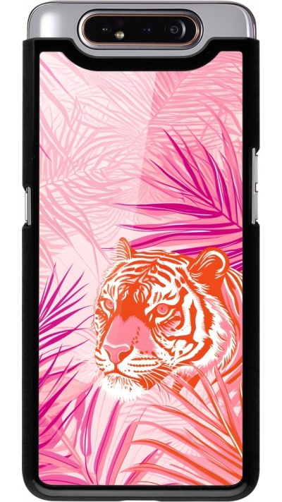 Coque Samsung Galaxy A80 - Tigre palmiers roses