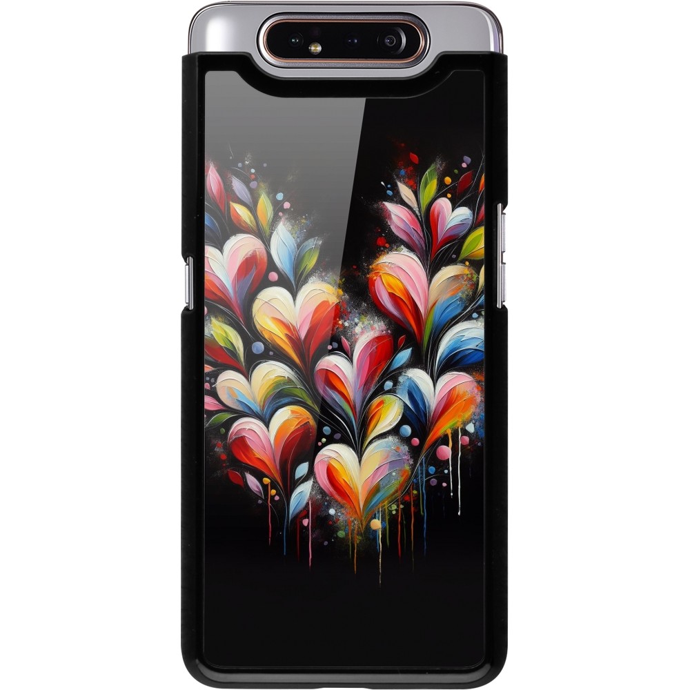 Samsung Galaxy A80 Case Hülle - Valentin 2024 Schwarzes Herz Abstrakt