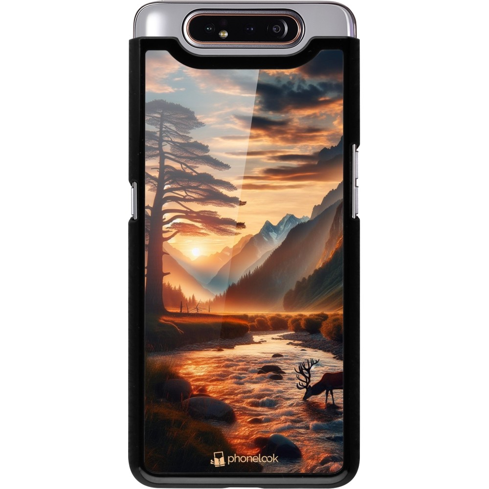 Samsung Galaxy A80 Case Hülle - Tal Sonnenuntergang Hirsch Baum