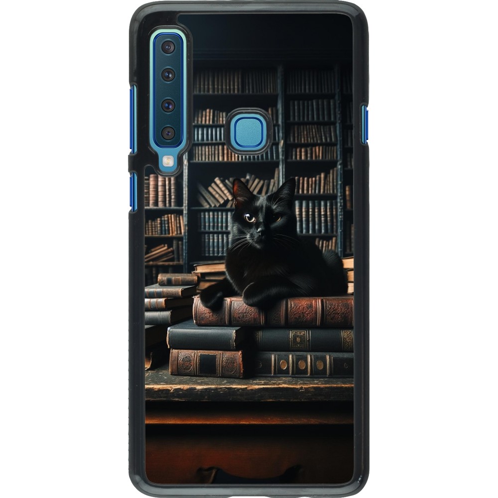 Samsung Galaxy A9 Case Hülle - Katze Bücher dunkel