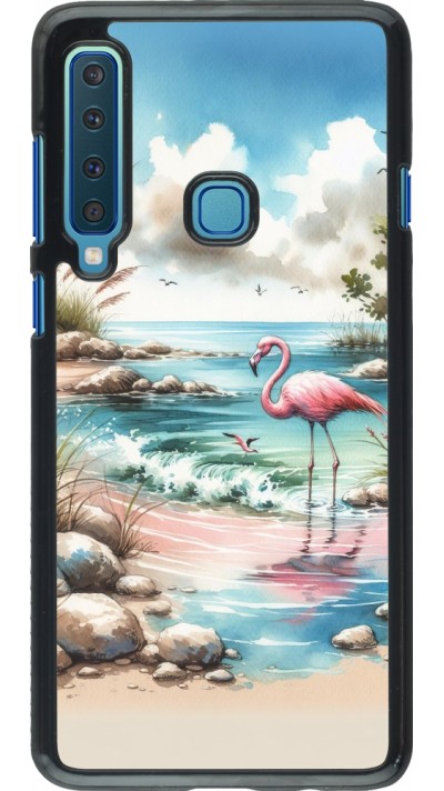 Samsung Galaxy A9 Case Hülle - Flamingo Aquarell