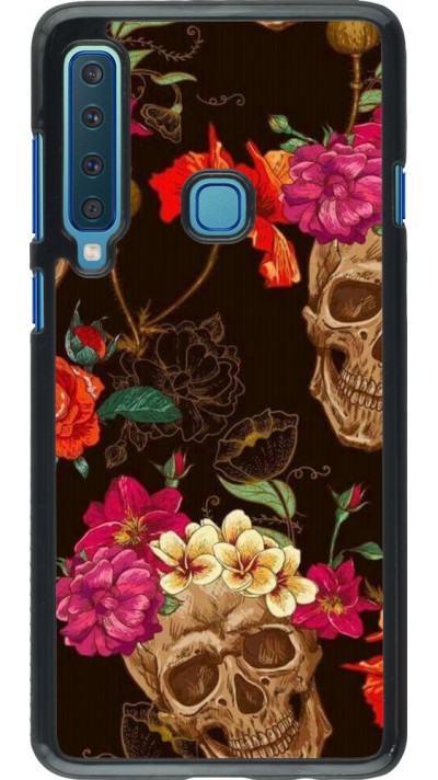 Hülle Samsung Galaxy A9 - Skulls and flowers