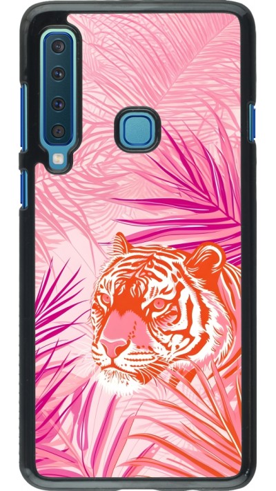 Coque Samsung Galaxy A9 - Tigre palmiers roses