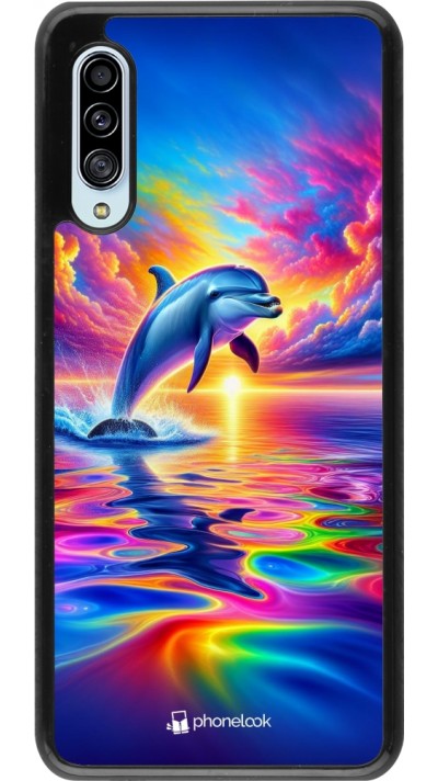 Samsung Galaxy A90 5G Case Hülle - Glücklicher Regenbogen-Delfin