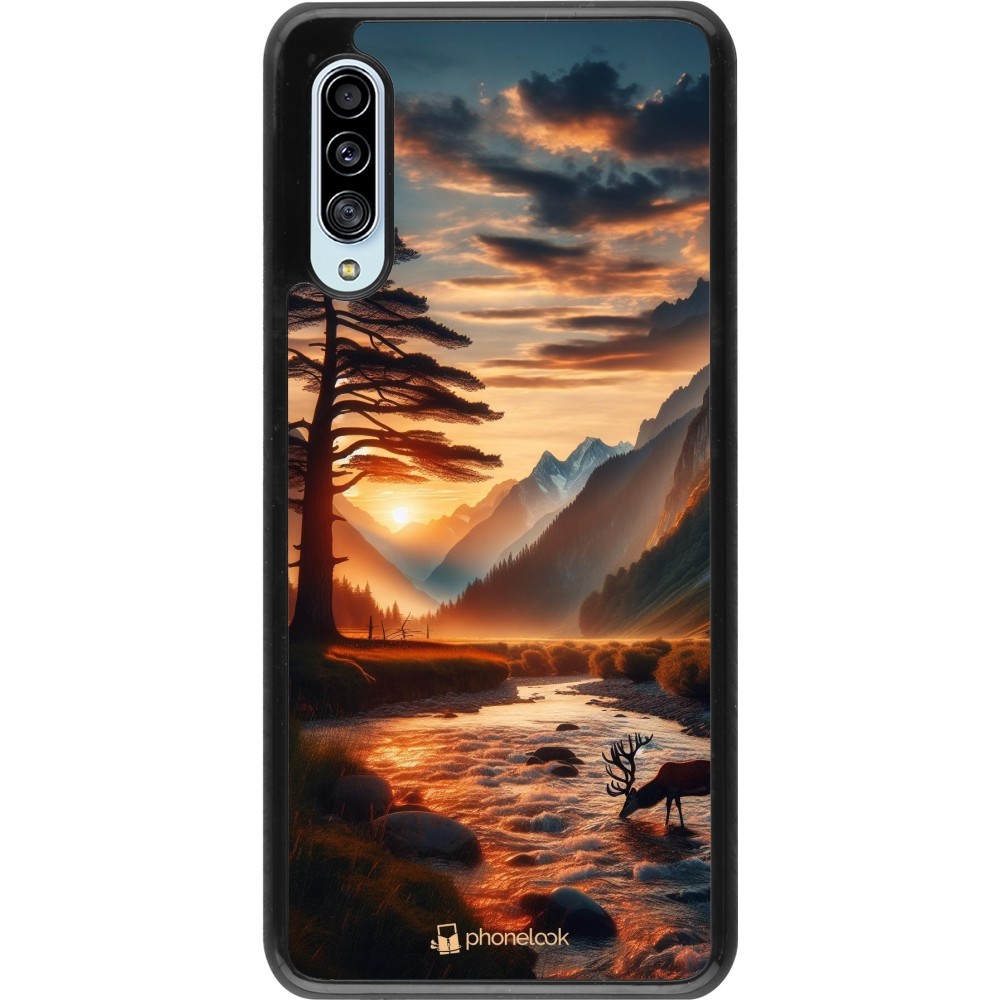 Samsung Galaxy A90 5G Case Hülle - Tal Sonnenuntergang Hirsch Baum