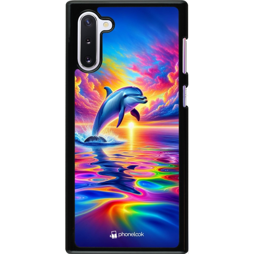 Samsung Galaxy Note 10 Case Hülle - Glücklicher Regenbogen-Delfin