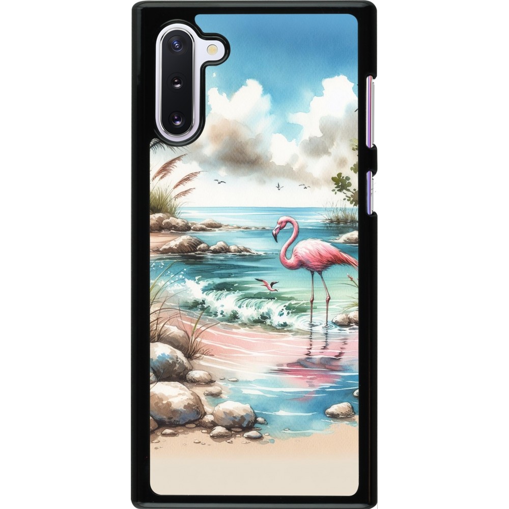 Samsung Galaxy Note 10 Case Hülle - Flamingo Aquarell