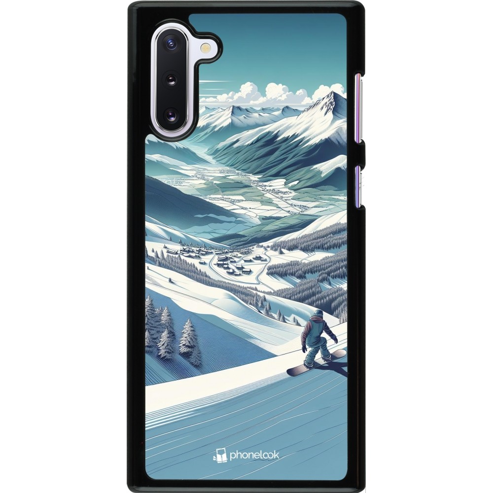 Samsung Galaxy Note 10 Case Hülle - Snowboarder Berg