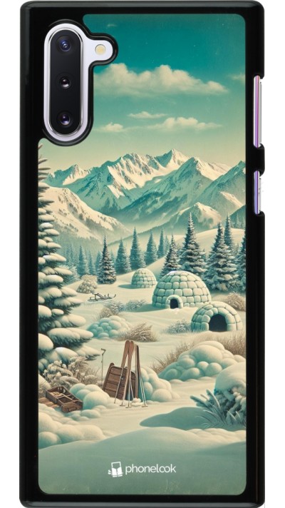 Samsung Galaxy Note 10 Case Hülle - Vintage Schneebedeckter Berg Iglu