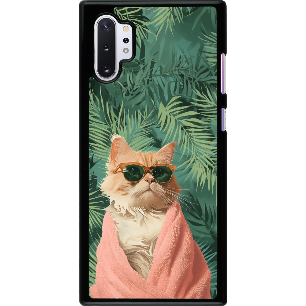 Samsung Galaxy Note 10+ Case Hülle - Cat Summer Palms