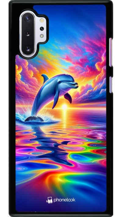 Samsung Galaxy Note 10+ Case Hülle - Glücklicher Regenbogen-Delfin