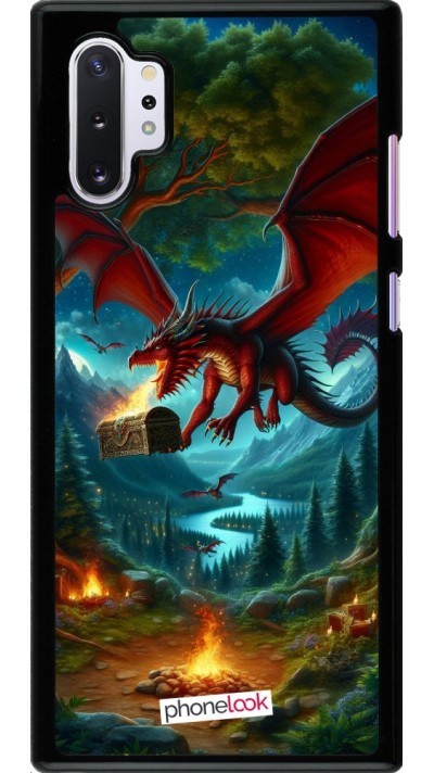 Samsung Galaxy Note 10+ Case Hülle - Drache Fliegend Wald Schatz