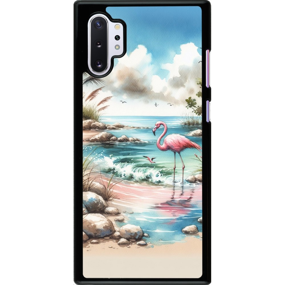 Samsung Galaxy Note 10+ Case Hülle - Flamingo Aquarell