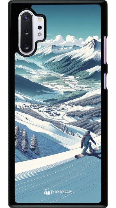 Samsung Galaxy Note 10+ Case Hülle - Snowboarder Berg