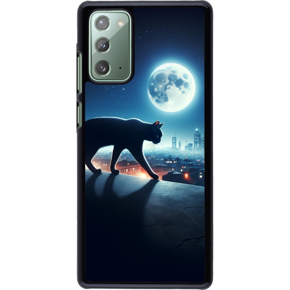 Samsung Galaxy Note 20 Case Hülle - Schwarze Katze unter dem Vollmond