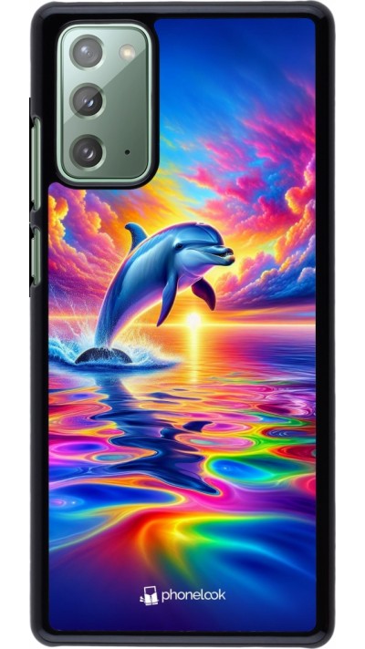 Samsung Galaxy Note 20 Case Hülle - Glücklicher Regenbogen-Delfin