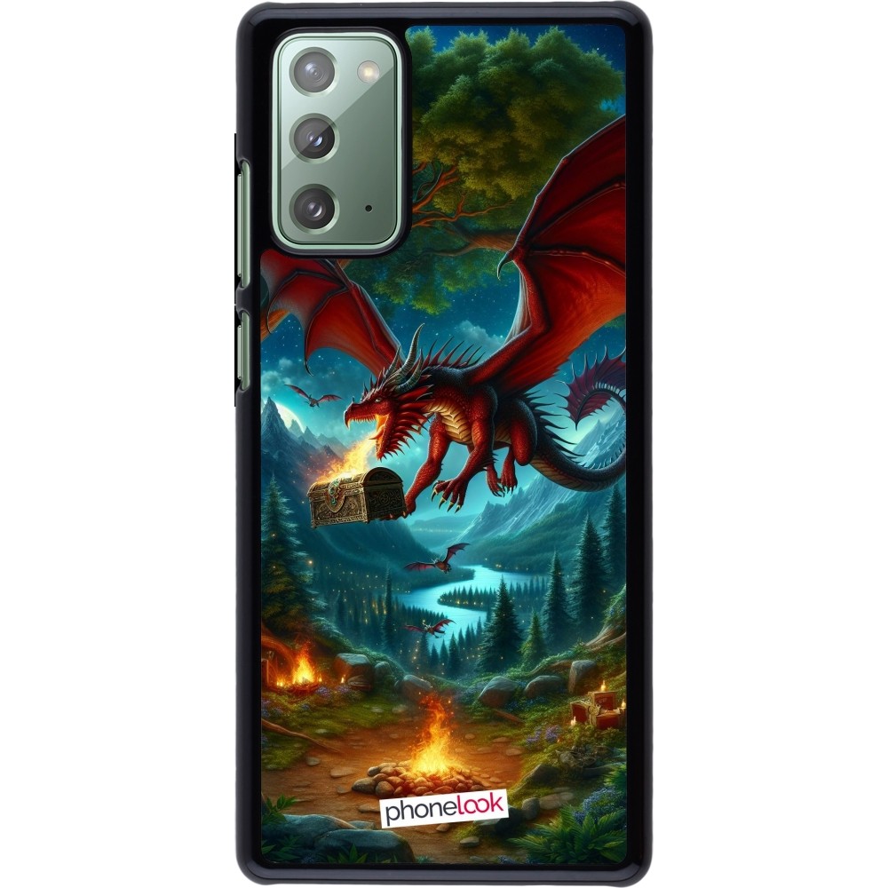 Samsung Galaxy Note 20 Case Hülle - Drache Fliegend Wald Schatz