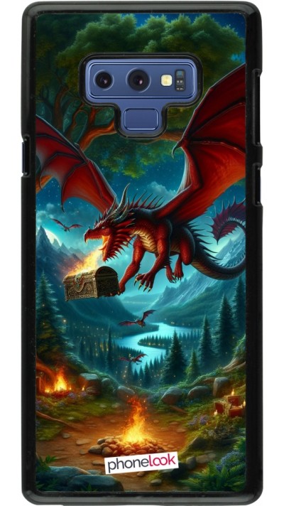 Samsung Galaxy Note9 Case Hülle - Drache Fliegend Wald Schatz