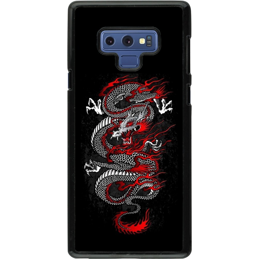 Samsung Galaxy Note9 Case Hülle - Japanese style Dragon Tattoo Red Black