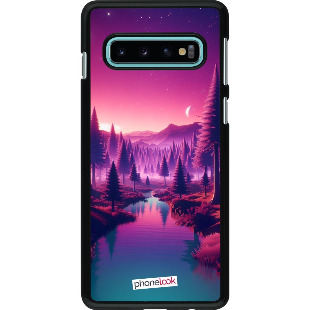 Samsung Galaxy S10 Case Hülle - Lila-rosa Landschaft