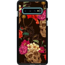 Hülle Samsung Galaxy S10 - Skulls and flowers